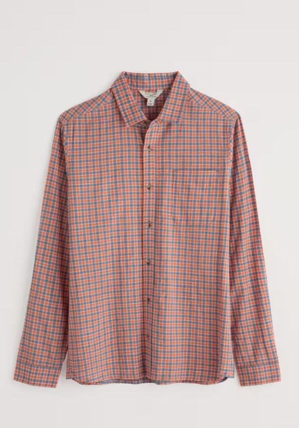Seasalt Men's Banyan Checked Cotton Shirt Mendryn Sky