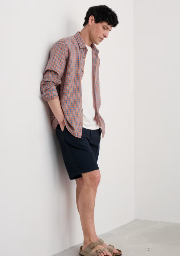 Seasalt Men's Banyan Checked Cotton Shirt Mendryn Sky