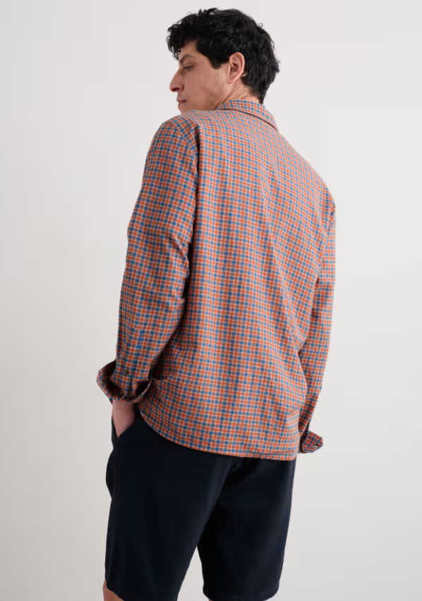 Seasalt Men's Banyan Checked Cotton Shirt Mendryn Sky