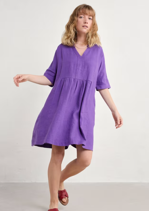 Seasalt Draw Kiln Linen Dress Pansy