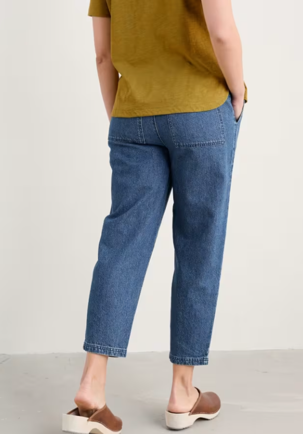 Seasalt Sholl Denim-Linen Joggers Mid Wash