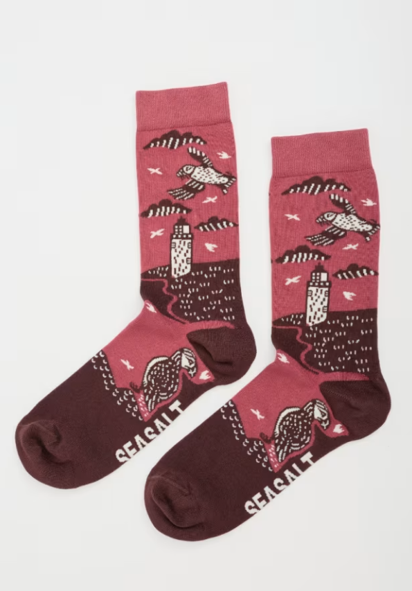 Seasalt Men's Arty Socks Puffin Cove Conker