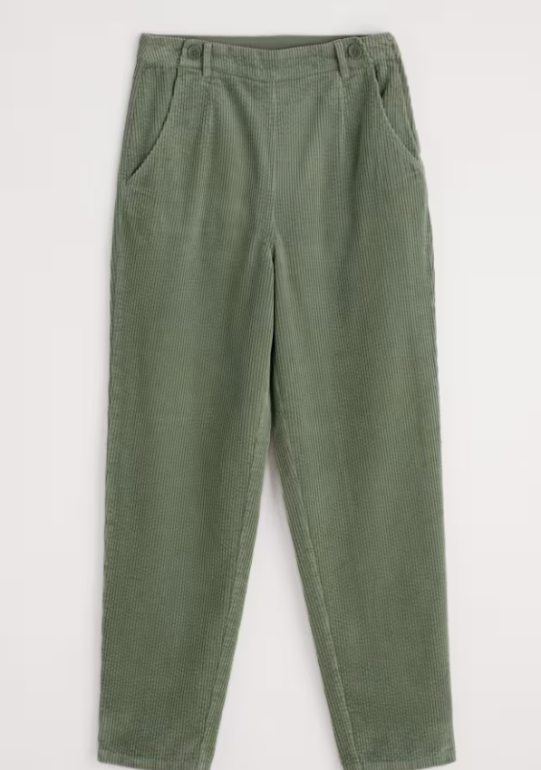 Seasalt Trethornes Tapered Cord Trousers Dusky Green