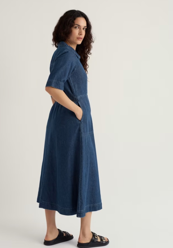 Seasalt Gwenter Denim Midi Dress Mid Wash