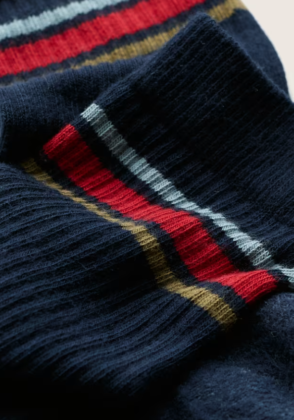 Seasalt Men's Cushioned Crew Socks Dunmere Maritime Twist