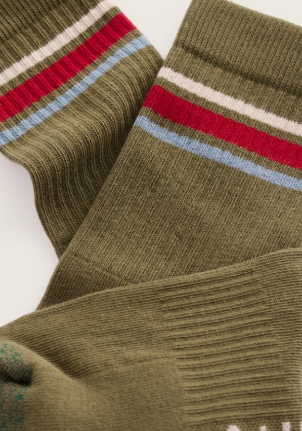 Seasalt Men's Cushioned Crew Socks Dunmere Light Olive Twist