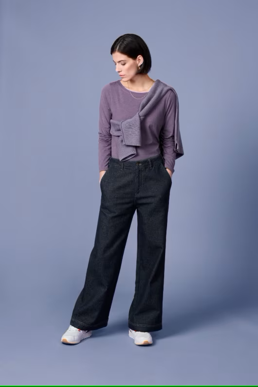 Seasalt Sennen Cove Wide Leg Jeans Dark Wash Grain