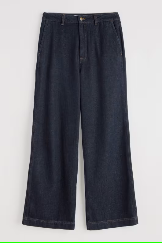 Seasalt Sennen Cove Wide Leg Jeans Dark Wash Grain