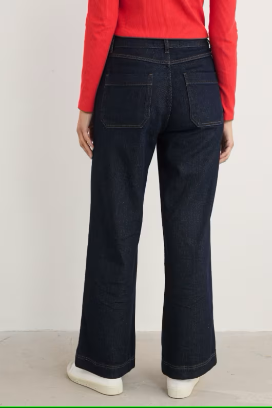 Seasalt Sennen Cove Wide Leg Jeans Dark Wash Grain