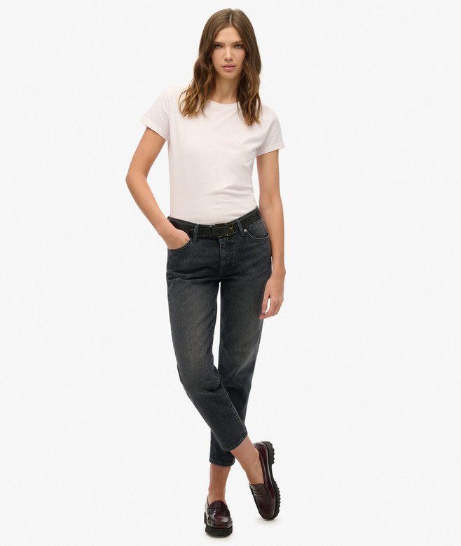 Superdry Organic Cotton Mid Rise Slim Jeans Roseland Washed Black