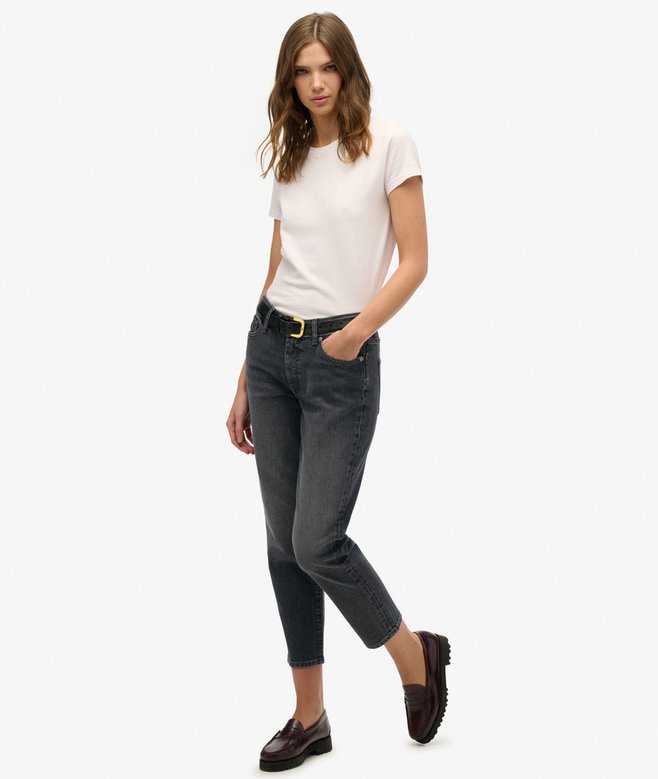 Superdry Organic Cotton Mid Rise Slim Jeans Roseland Washed Black