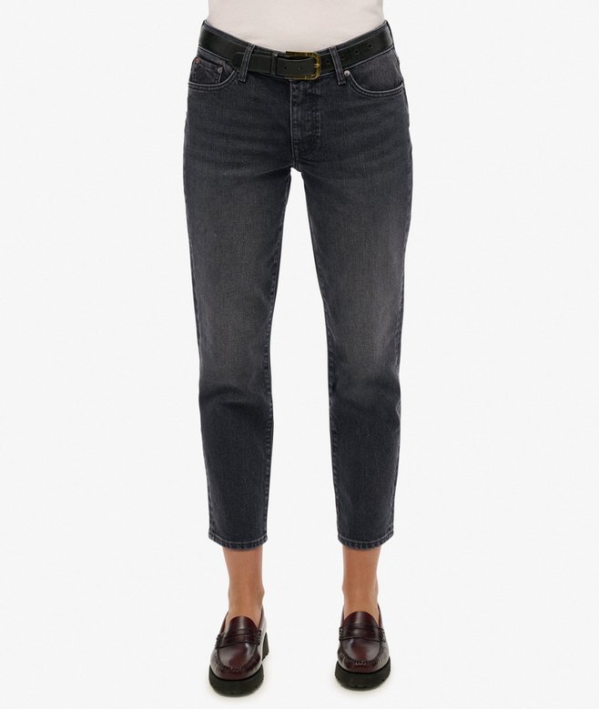Superdry Organic Cotton Mid Rise Slim Jeans Roseland Washed Black