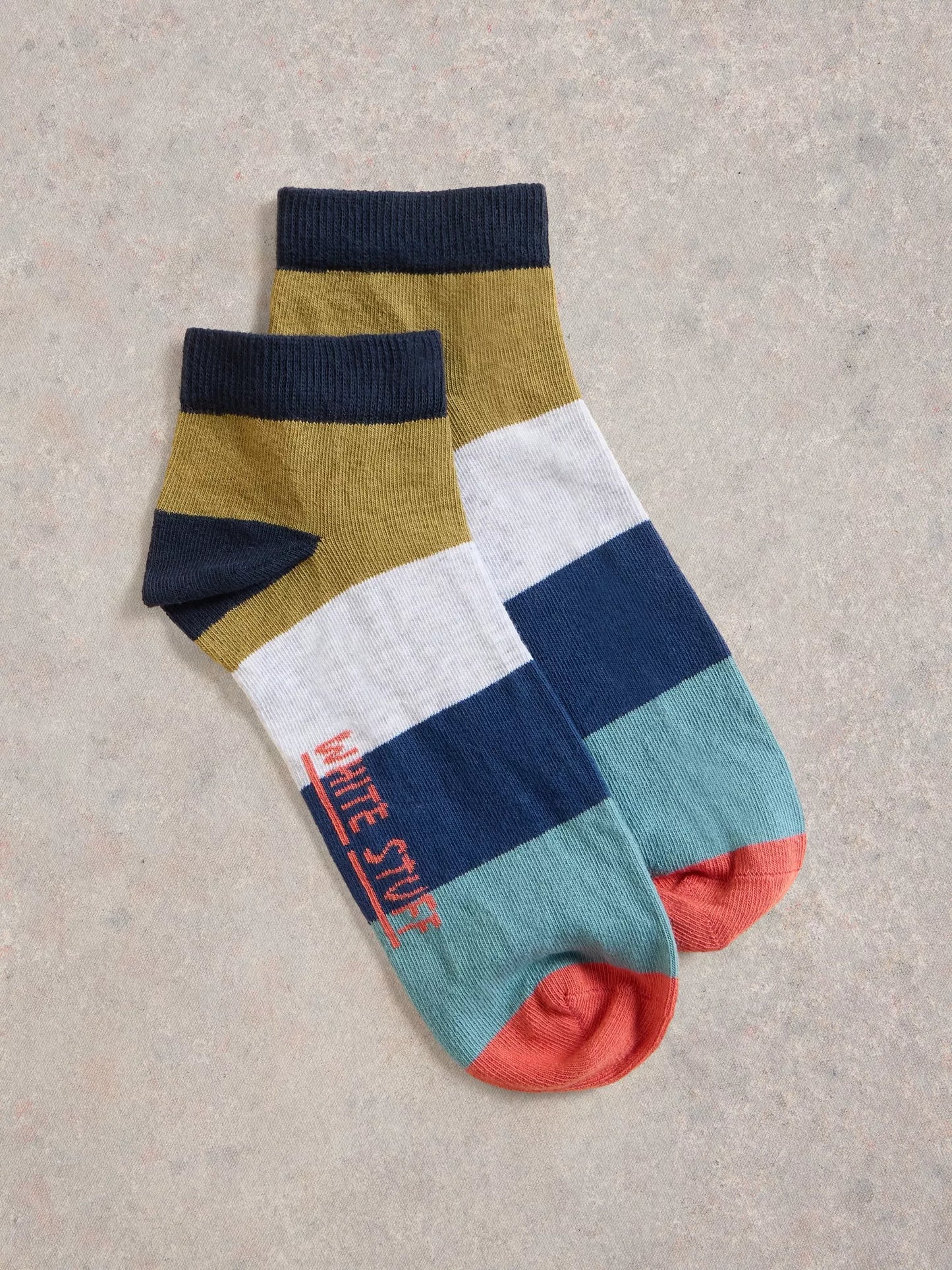 White Stuff Block Stripe Trainer Sock Grey