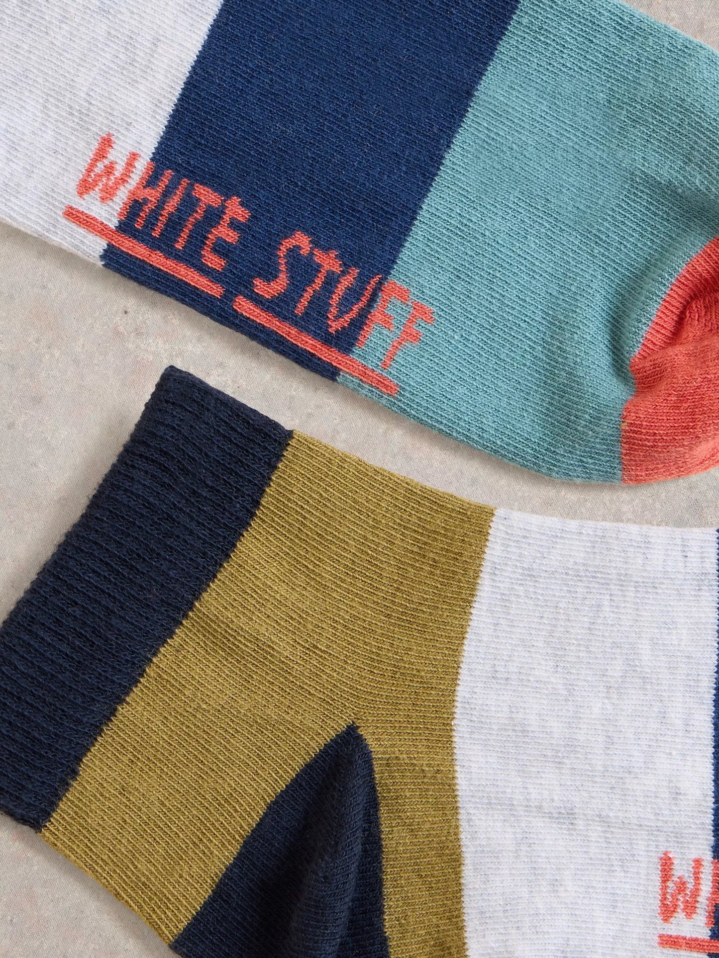 White Stuff Block Stripe Trainer Sock Grey