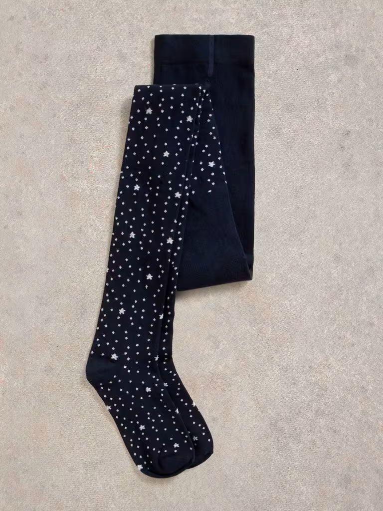 White Stuff Star Sparkle Tights Dark Navy