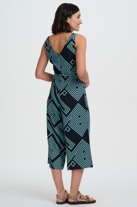 Sugarhill Brighton Lamiah Jumpsuit Black/Green Geometric Lines