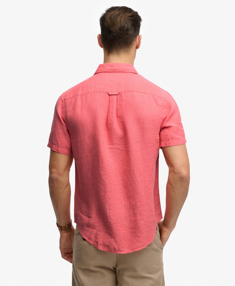 Superdry Riviera Short Sleeve Linen Shirt Coral