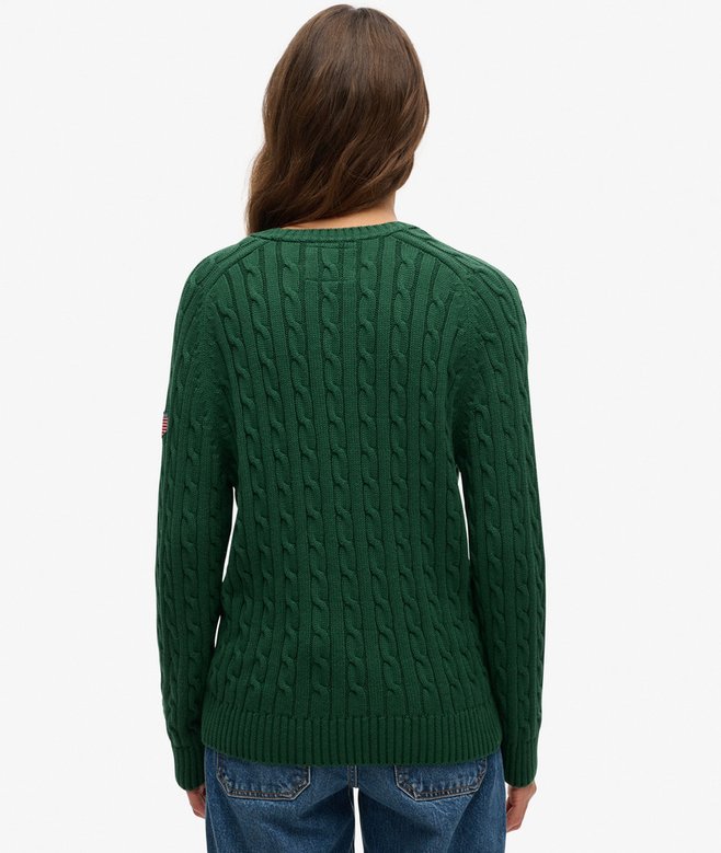 Superdry Slouchy Cable Knit Jumper Dark Green
