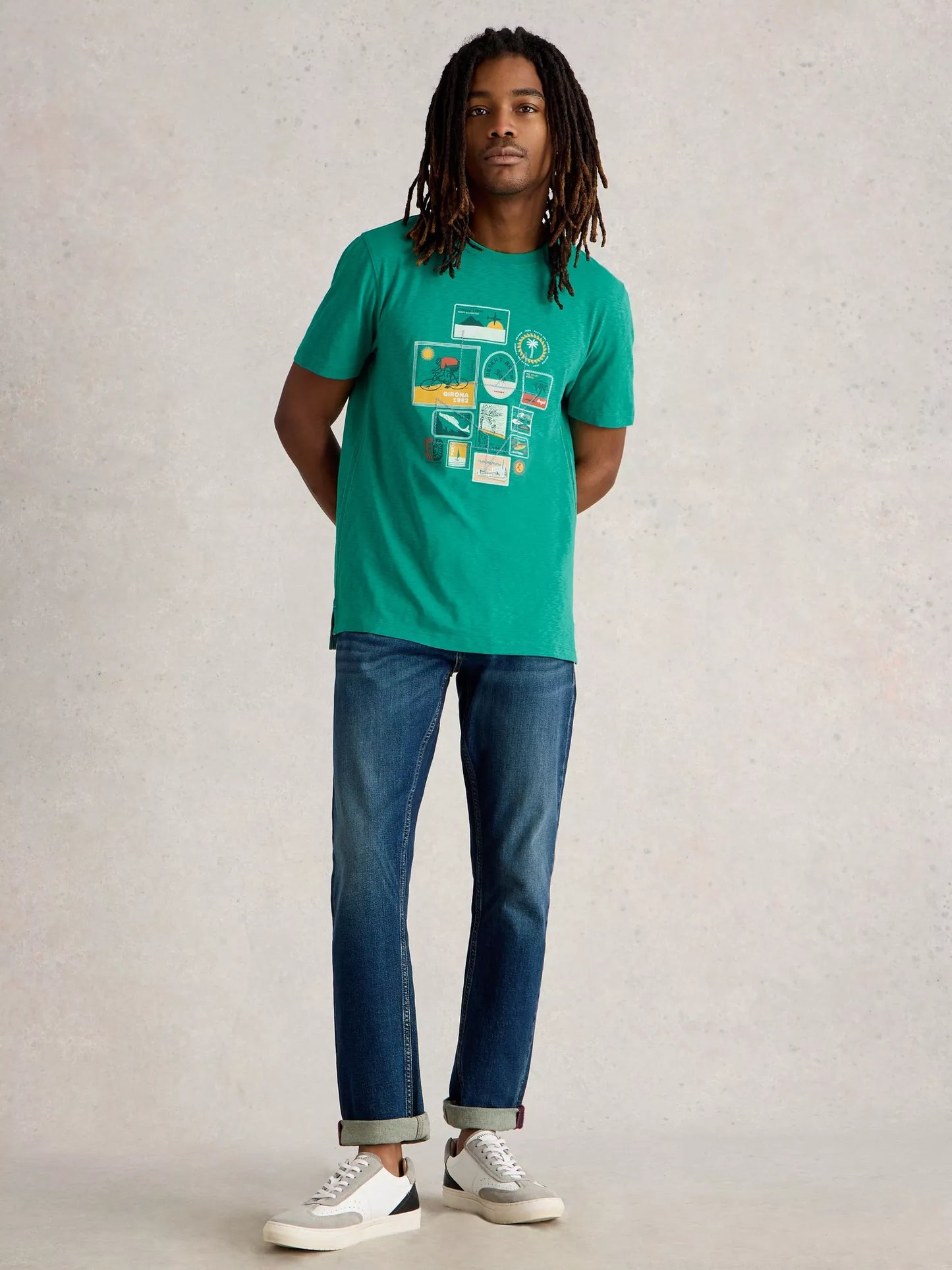 White Stuff Abersoch Travel Graphic Tee Teal
