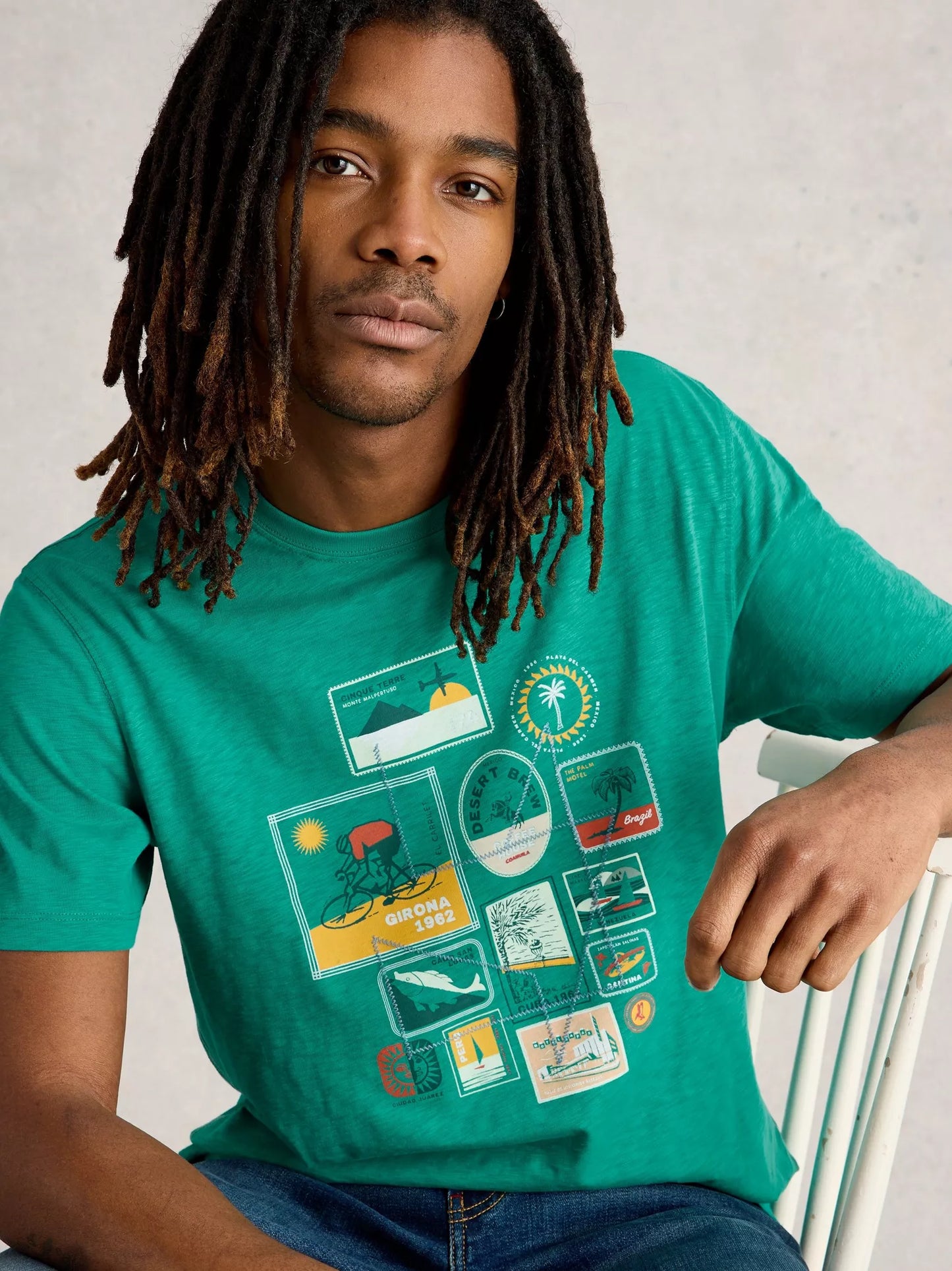 White Stuff Abersoch Travel Graphic Tee Teal