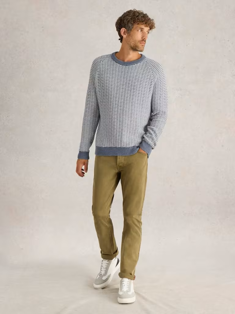 White Stuff Textured Crew Neck Jumper Blue Multi