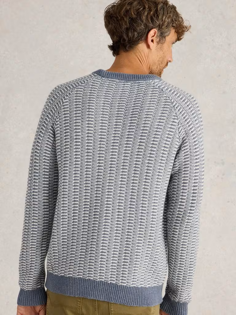 White Stuff Textured Crew Neck Jumper Blue Multi