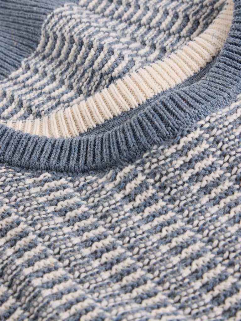 White Stuff Textured Crew Neck Jumper Blue Multi