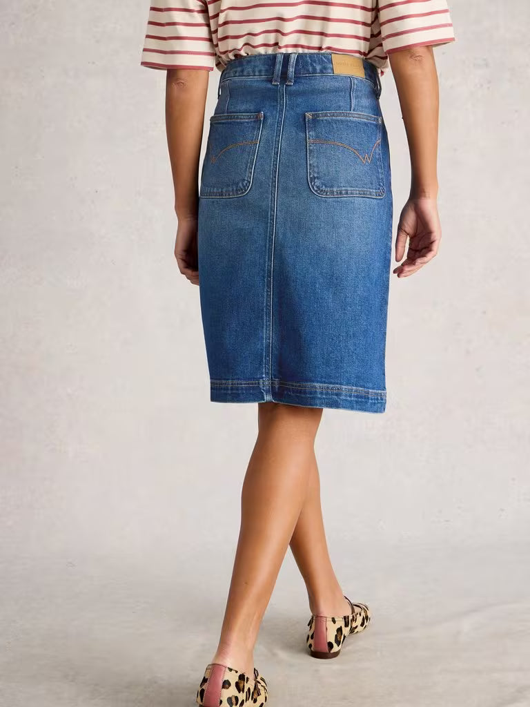 White Stuff Tia Denim Skirt Mid Demin