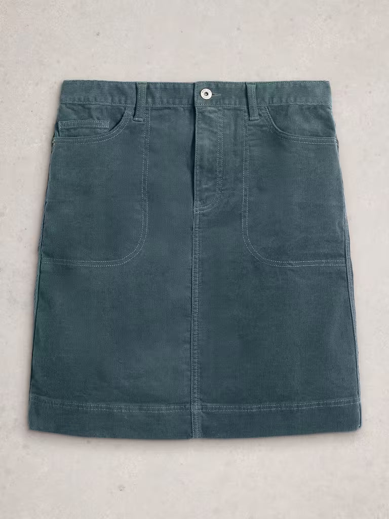 White Stuff Tia Cord Skirt Dusty Blue