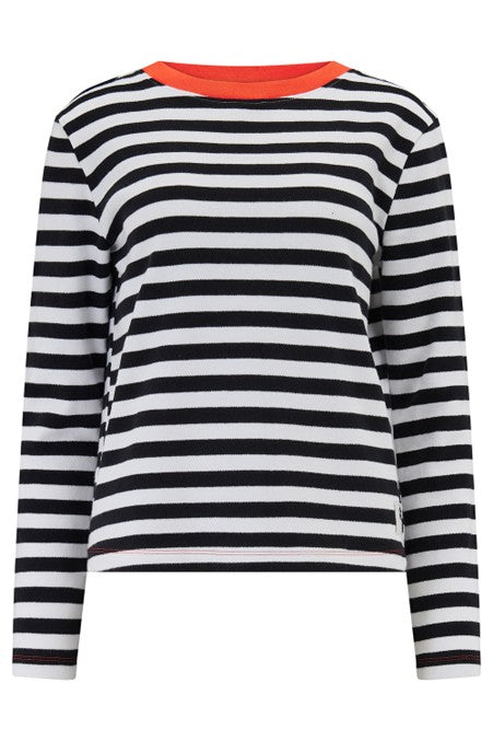 Sugarhill Brighton Vienna Jersey Top White/Black Striped Ringer