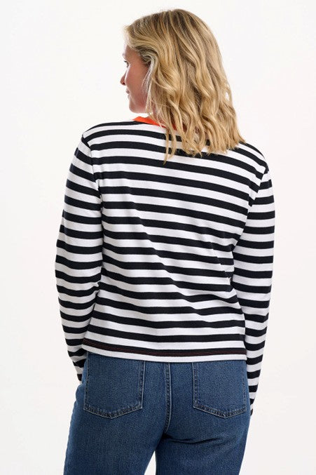 Sugarhill Brighton Vienna Jersey Top White/Black Striped Ringer