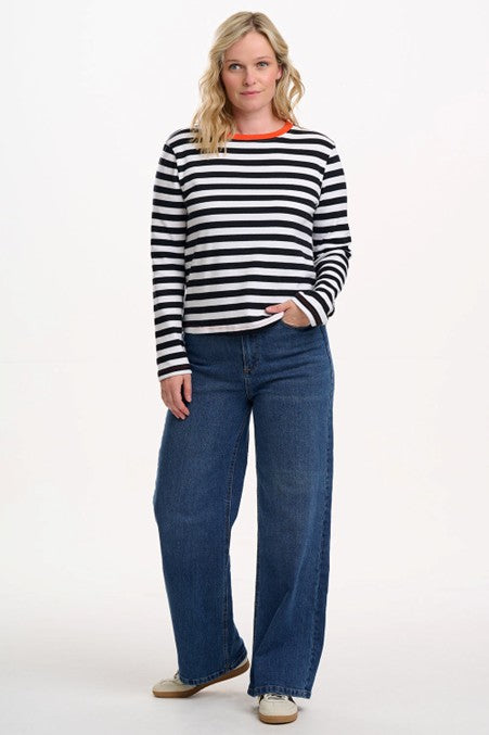Sugarhill Brighton Vienna Jersey Top White/Black Striped Ringer