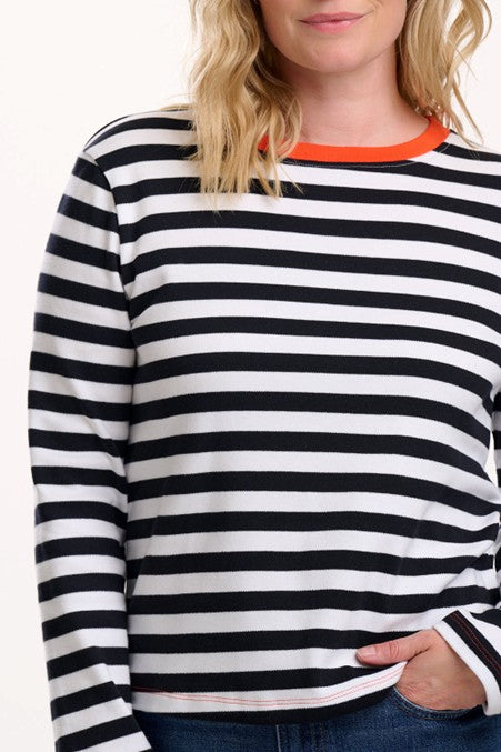 Sugarhill Brighton Vienna Jersey Top White/Black Striped Ringer