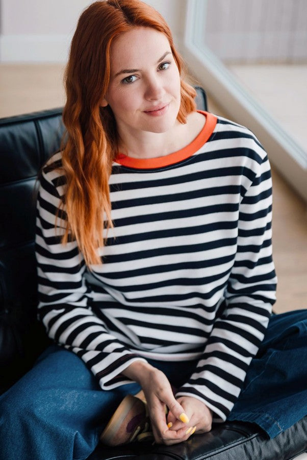 Sugarhill Brighton Vienna Jersey Top White/Black Striped Ringer