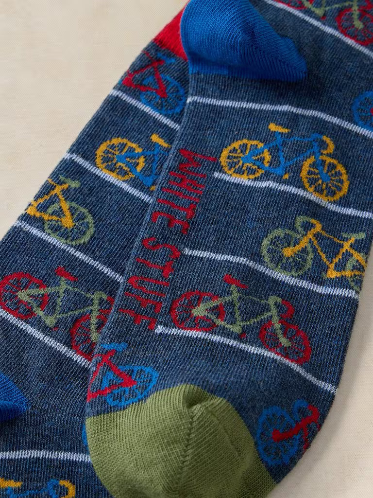 White Stuff All Over Bike Ankle Sock Dark Grey