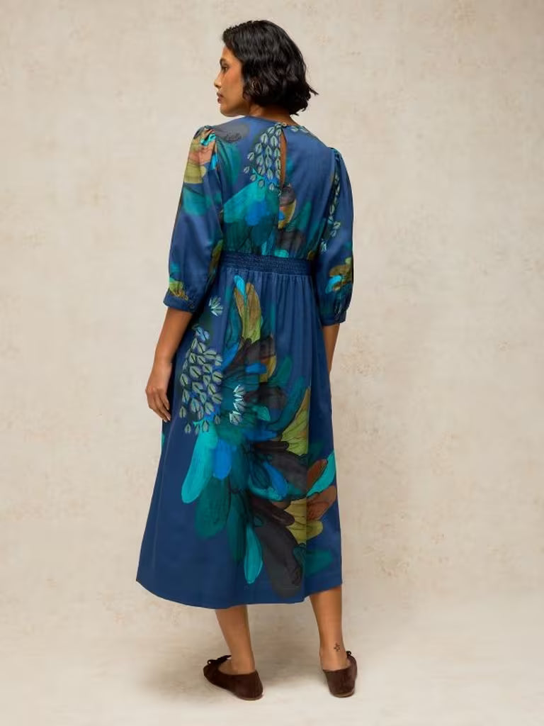 White Stuff Lucy Dress Teal Print