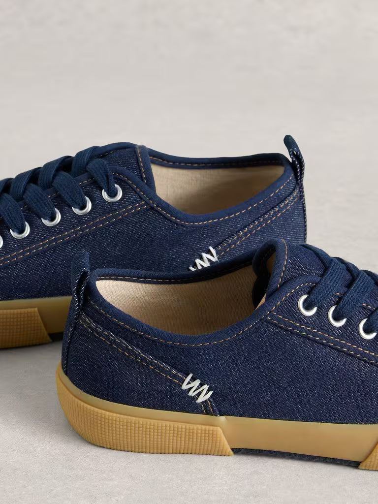White Stuff Pippa Lace Up Canvas Trainer Dark Denim
