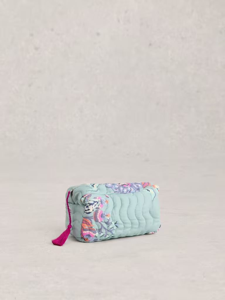 White Stuff Shelby Quilted Wash Bag Blue Print