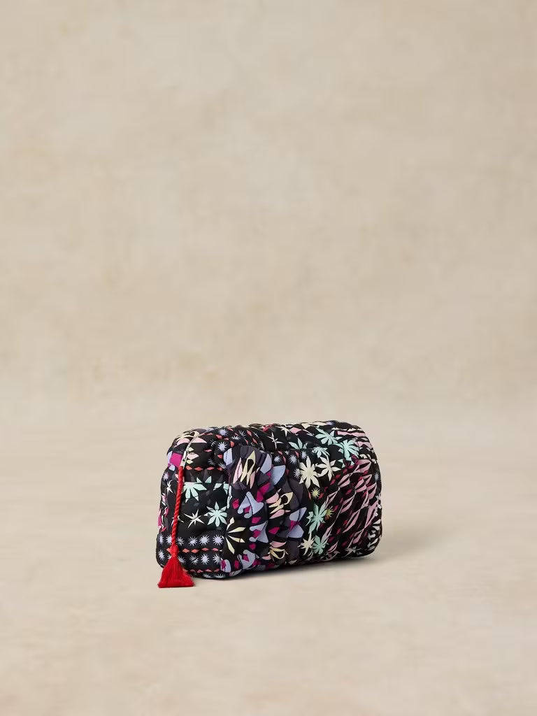 White Stuff Shelby Quilted Wash Bag Black Print