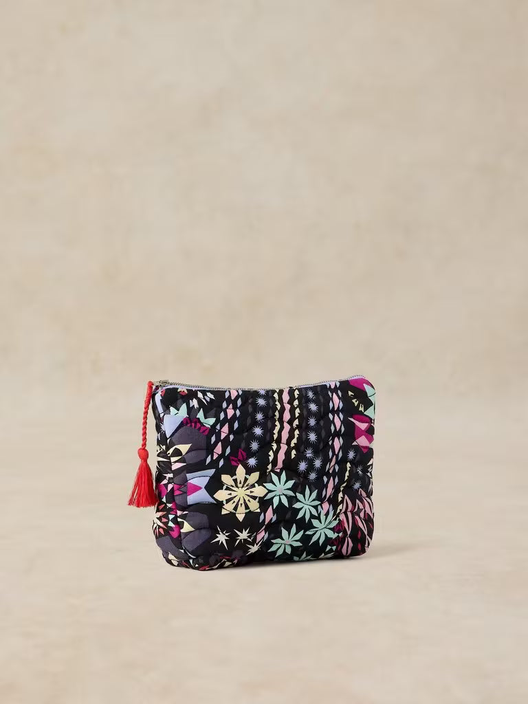 White Stuff Stella Quilted Wash Bag Black Print