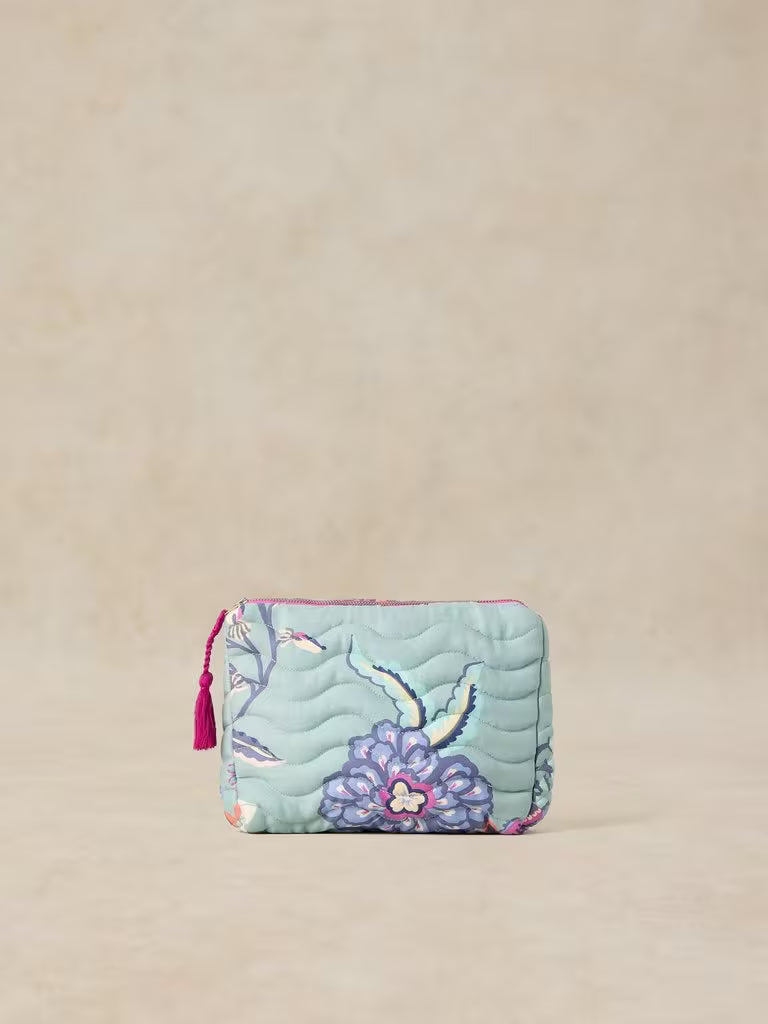 White Stuff Stella Quilted Wash Bag Blue Print