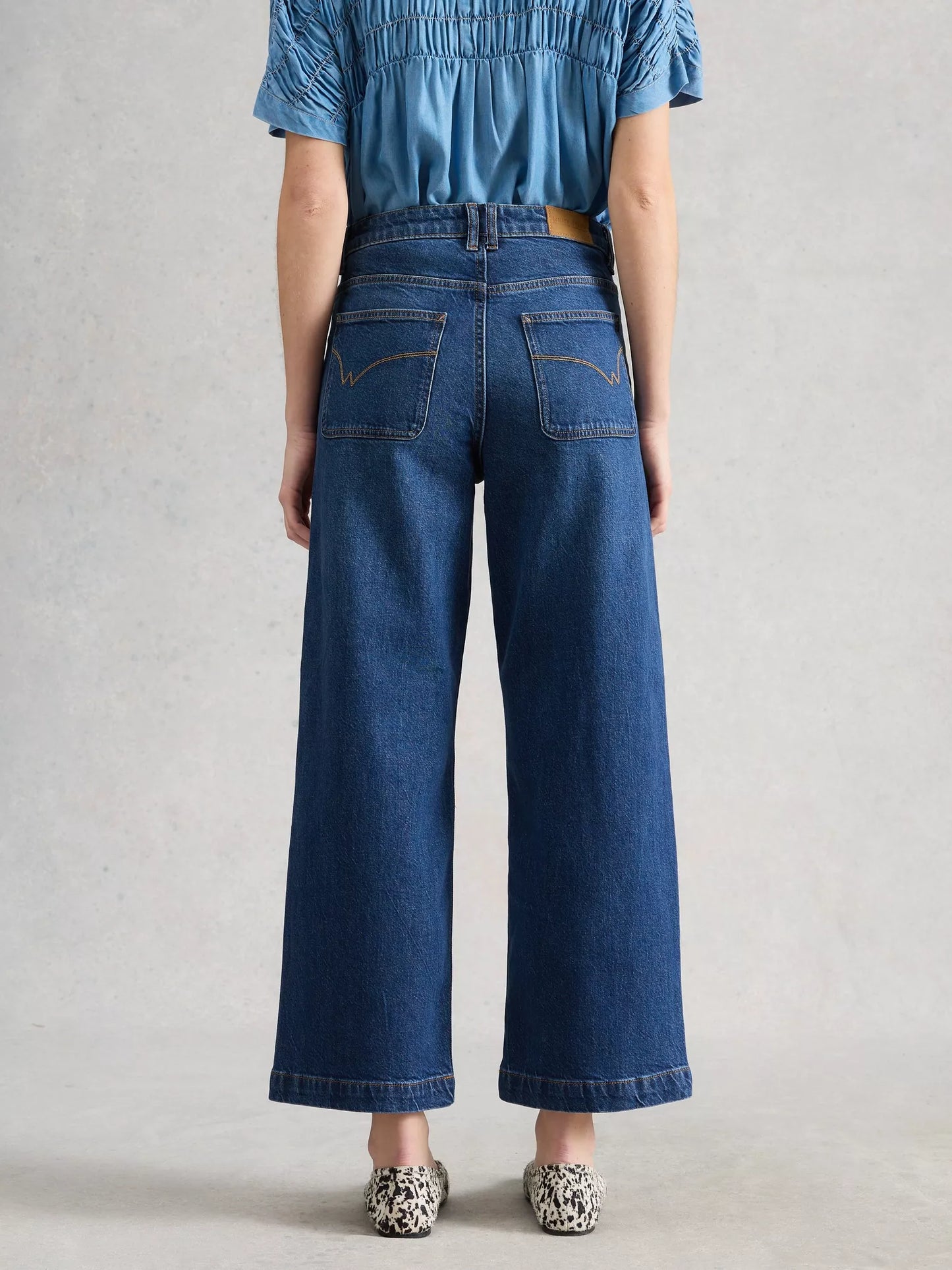 White Stuff Tia Wide Leg Crop Jean Dark Denim