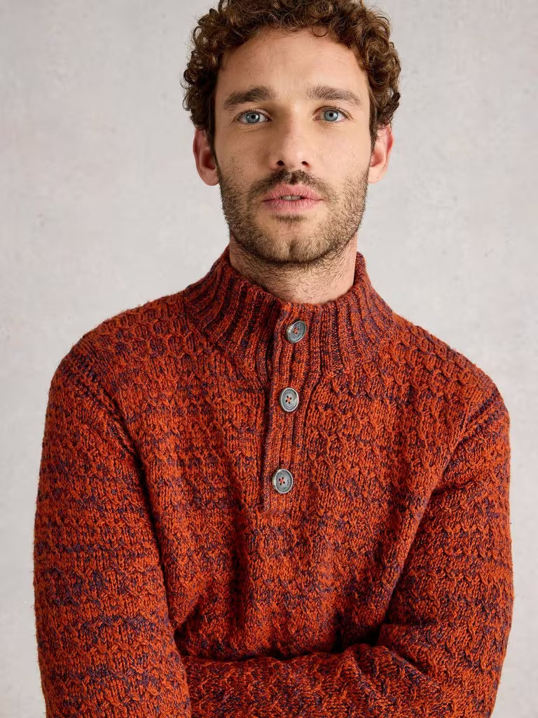 White Stuff Albany Twisted Button Neck Dark Orange