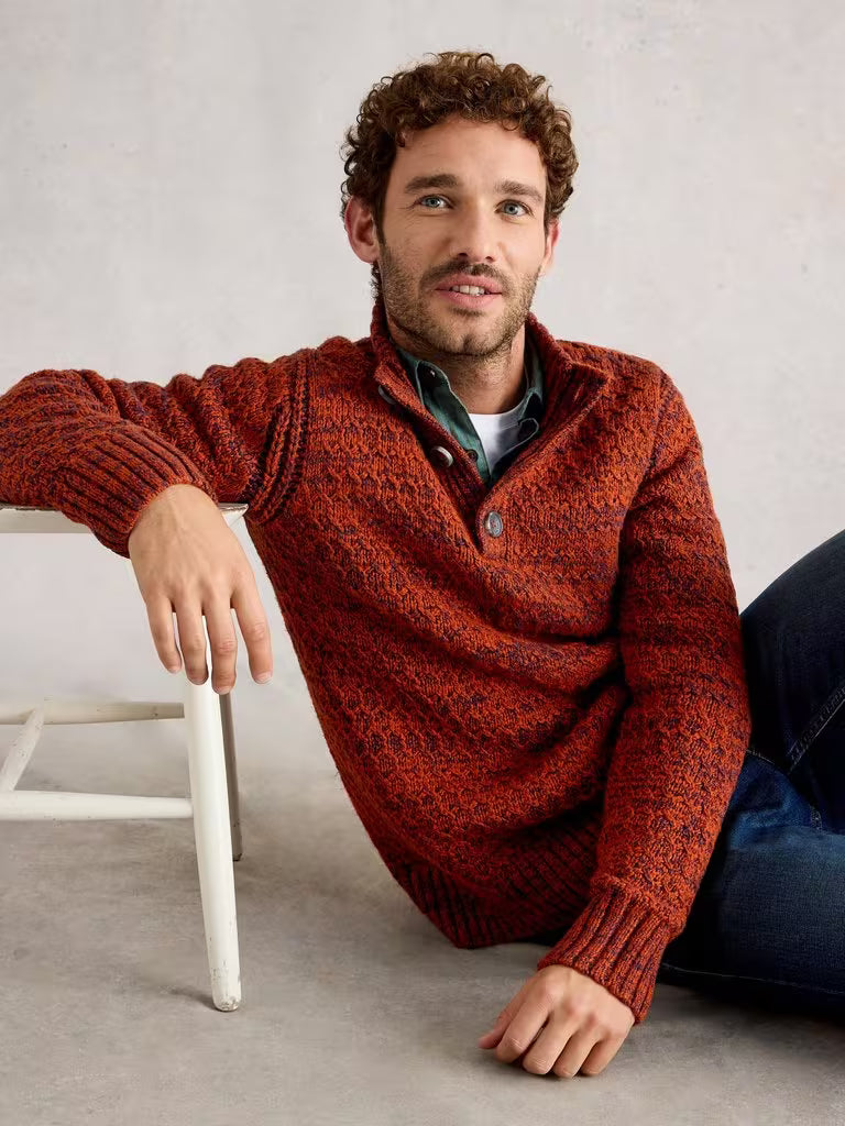 White Stuff Albany Twisted Button Neck Dark Orange
