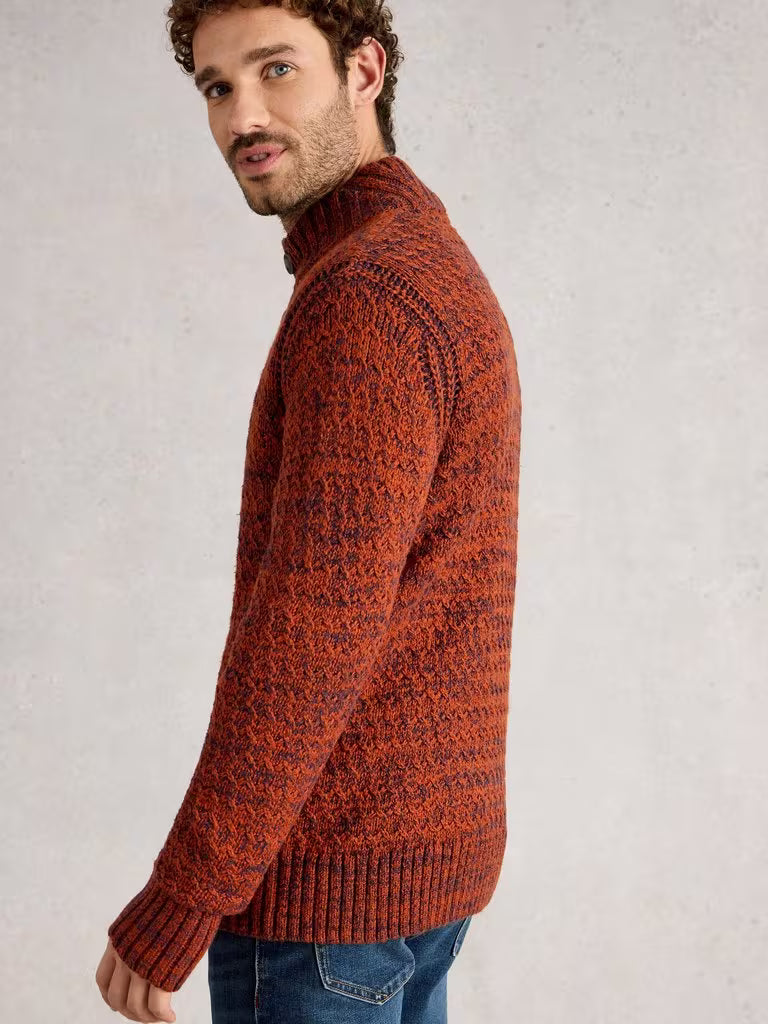 White Stuff Albany Twisted Button Neck Dark Orange