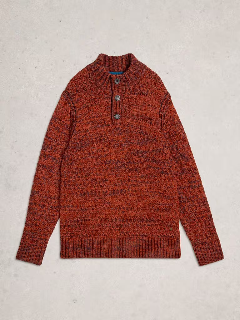 White Stuff Albany Twisted Button Neck Dark Orange