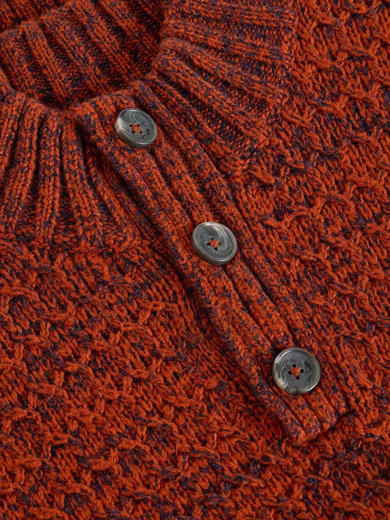 White Stuff Albany Twisted Button Neck Dark Orange