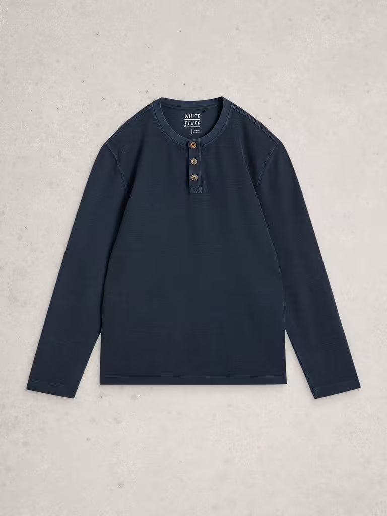 White Stuff Helston Waffle Henley Dark Navy