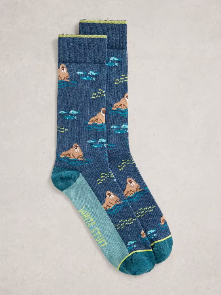 White Stuff Novelty Ankle Socks Navy