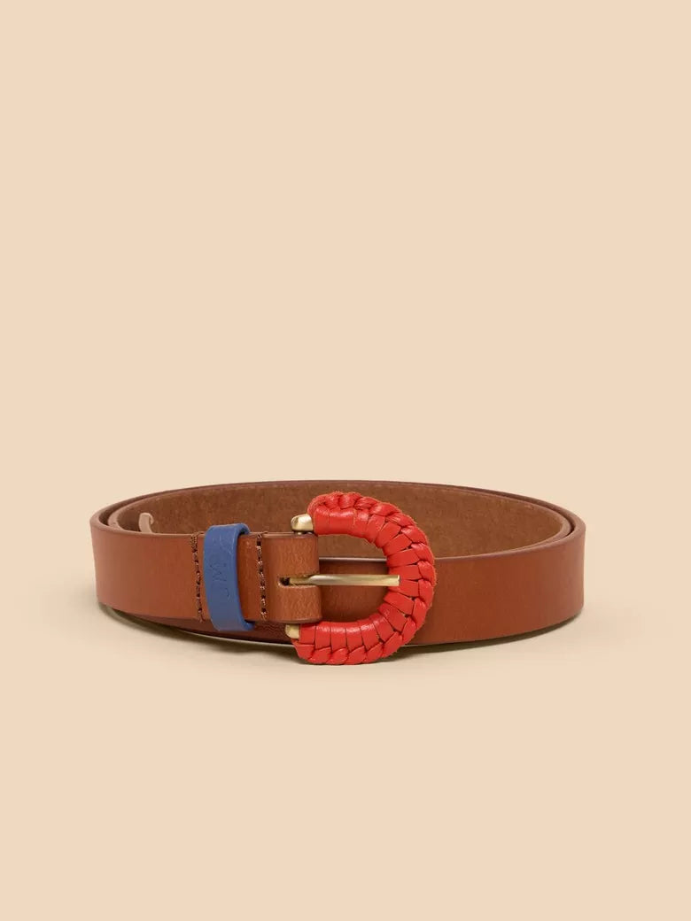 White Stuff Woven Leather Buckle Belt Mid Tan White Stuff Clothing Womens Belts